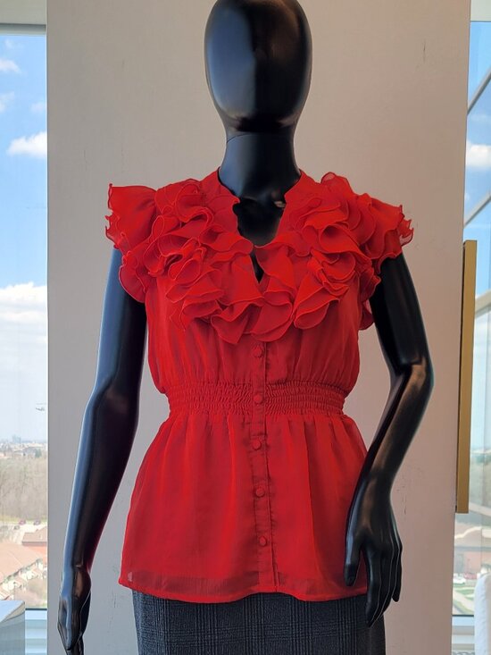 H&M Tops - H&M Red Ruffled Blouse
